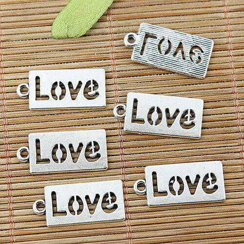 16pcs tibetan silver color hollow Love lettering design charms  EF1297