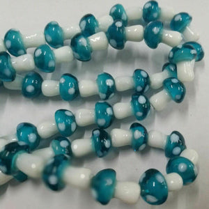 Lake blue color  Mushroom Glass Loose Spacer Charms Bead 2mm Hole 10pcs GB0004