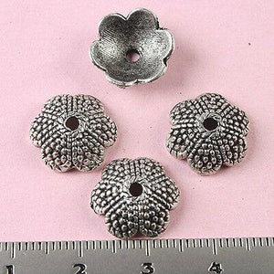 20pcs tibetan silver color 12mm textured flower bead caps h1779