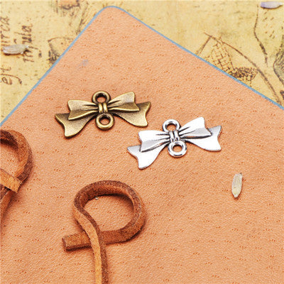 30PCS 10*20mm Metal Alloy Two Color Bowknot Connector Charms For Jewelry Making DIY Handmade Craft