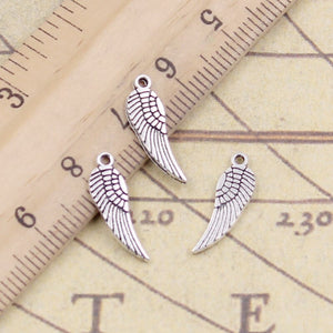 30pcs Charms Angel Wings 19x5mm Tibetan Bronze Silver Color Pendants Antique Jewelry Making DIY Handmade Craft EF4026