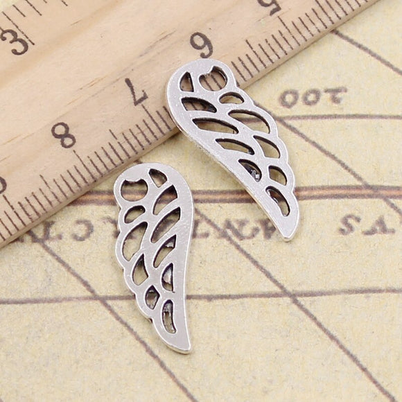 30pcs Charms Angel Wings 24x9mm Tibetan Silver Color Pendants Antique Jewelry Making DIY Handmade Craft