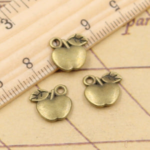 30pcs Charms Apple 11x11mm Tibetan Bronze Silver Color Pendants Antique Jewelry EF3604