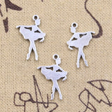 30pcs Charms Ballet Girl Dancer 22x15mm Antique Silver Color Pendants EF3615