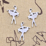 30pcs Charms Ballet Girl Dancer 22x15mm Antique Silver Color Pendants EF3615
