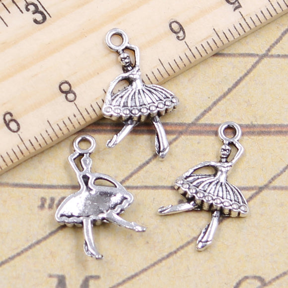 30pcs Charms Ballet Girl Dancer Ballerina 22x12mm Tibetan Silver Color Pendants Antique Jewelry Making DIY Handmade Pendant
