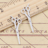 30pcs Charms Barber Scissors 30x10mm Tibetan Silver Color Pendants Antique Jewelry Making DIY Handmade Craft