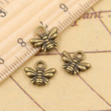 30 piezas de dijes de abeja de 10 x 11 mm, colgantes de color plata y bronce tibetano, joyería antigua, artesanía hecha a mano. 