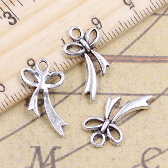 30pcs Charms Bow Bowknot 20x11mm Tibetan Silver Color Pendants Antique Jewelry Making DIY Handmade Craft Pendant