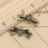 30pcs Charms Bowknot Bow 20x9mm Tibetan Bronze Silver Color Pendants Antique Jewelry Making DIY Handmade Craft