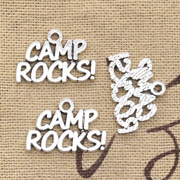 30pcs Charms CAMP ROCKS 13x21mm Antique Silver Color Pendants DIY Crafts Making Findings Handmade Tibetan Jewelry
