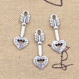 30pcs Charms Cupid's Love Arrow Heart Angel Wings 25x9mm Antique Silver Color Pendants DIY Craft Making Findings Tibetan Jewelry ef4298