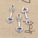 30pcs Charms Cupid's Love Arrow Heart Angel Wings 25x9mm Antique Silver Color Pendants DIY Craft Making Findings Tibetan Jewelry ef4298