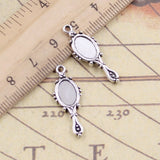 30 dijes de espejo de diablo de 27 x 10 mm, colgantes de plata tibetana, joyería antigua, artesanía hecha a mano EF3816 