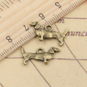 30pcs Charms Dog 10x18mm Tibetan Bronze Silver Color Pendants Antique Jewelry EF3614