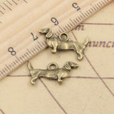 30pcs Charms Dog 10x18mm Tibetan Bronze Silver Color Pendants Antique Jewelry EF3614