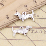 30pcs Charms Dog 10x18mm Tibetan Bronze Silver Color Pendants Antique Jewelry EF3614