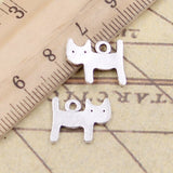 30pcs Charms Double Sided Cat 14x12mm Tibetan Bronze Silver Color Pendants Antique Jewelry Making EF3671