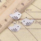 30pcs Charms Double Sided Lovey Bird 16x13mm Tibetan Bronze Silver Color Pendants Antique Jewelry Making DIY Handmade Craft