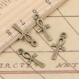 30 piezas de dijes de cruz egipcia con símbolo de la vida Ankh, 18 x 8 mm, color bronce tibetano, colgantes de plata, fabricación antigua, artesanía hecha a mano. 