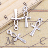 30 piezas de dijes de cruz egipcia con símbolo de la vida Ankh, 18 x 8 mm, color bronce tibetano, colgantes de plata, fabricación antigua, artesanía hecha a mano. 