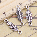 30pcs Charms Feather Leaf Link Connection  22x7mm Tibetan Bronze Silver Color Pendants Antique Jewelry Making DIY Handmade Craft