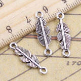 30pcs Charms Feather Leaf Link Connection  22x7mm Tibetan Bronze Silver Color Pendants Antique Jewelry Making DIY Handmade Craft