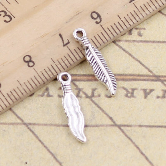 30pcs Charms Feather Tree Leaf 19x4mm Tibetan Silver Color Pendants Antique Jewelry Making DIY Handmade Craft Pendant