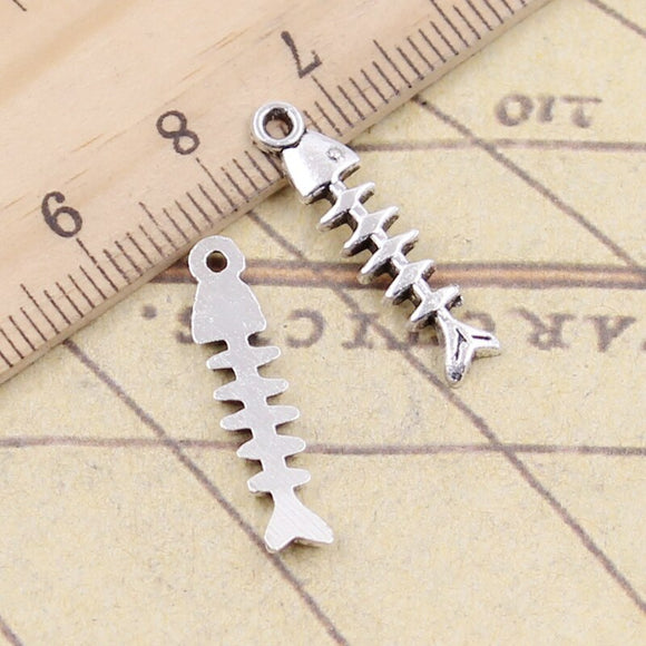 30pcs Charms Fish Bone 23x5mm Tibetan Silver Color Pendants Antique Jewelry Making DIY Handmade Craft