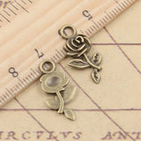30pcs Charms Flower Rose 21x10mm Tibetan Bronze Silver Color Pendants Antique Jewelry Making DIY Handmade Craft