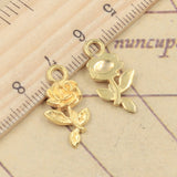 30pcs Charms Flower Rose 21x10mm Tibetan Bronze Silver Color Pendants Antique Jewelry Making DIY Handmade Craft