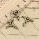 30pcs Charms Fly Key 14x14mm Antique Bronze Silver Color Pendants EF3626