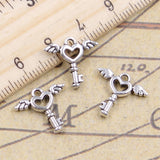 30pcs Charms Fly Key 14x14mm Antique Bronze Silver Color Pendants EF3626
