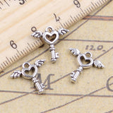 30pcs Charms Fly Key 14x14mm Antique Bronze Silver Color Pendants EF3626