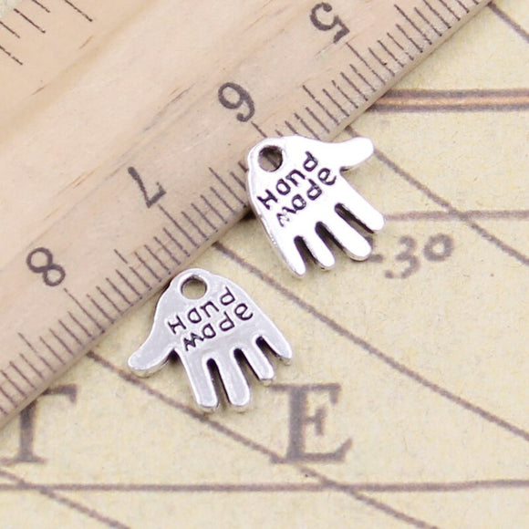 30pcs Charms Hand Made Hamsa Hand 13x12mm Tibetan Bronze Silver Color Pendants Antique Jewelry Making DIY Handmade Craft