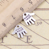 30pcs Charms Hand Made Hamsa Hand 13x12mm Tibetan Bronze Silver Color Pendants Antique Jewelry Making DIY Handmade Craft