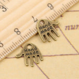 30pcs Charms Hand Made Hamsa Hand 13x12mm Tibetan Bronze Silver Color Pendants Antique Jewelry Making DIY Handmade Craft