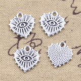 30pcs Charms Heart Demon Eye 16x15mm Antique Silver Color Pendants EF3629