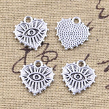 30pcs Charms Heart Demon Eye 16x15mm Antique Silver Color Pendants EF3629