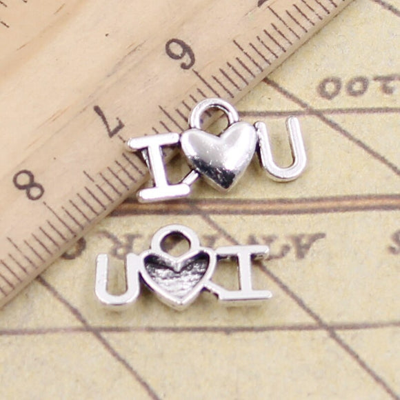 30pcs Charms Heart I Love You 17x10mm Tibetan Silver Color Pendants Antique Jewelry Making DIY Handmade Craft ef4751