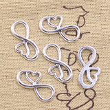 30pcs Charms Heart Infinity Link Connector 22x12mm Antique Silver Color Pendants DIY Making Findings Handmade Tibetan Jewelry