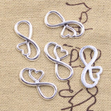 30pcs Charms Heart Infinity Link Connector 22x12mm Antique Silver Color Pendants DIY Making Findings Handmade Tibetan Jewelry