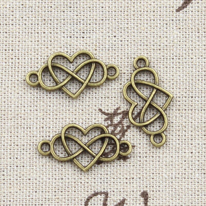 30pcs Charms Heart Infinity Link15x24mm Antique Bronze Silver Color Pendants EF3622