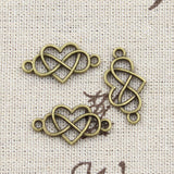 30pcs Charms Heart Infinity Link15x24mm Antique Bronze Silver Color Pendants EF3622