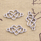 30pcs Charms Heart Infinity Link15x24mm Antique Bronze Silver Color Pendants EF3622