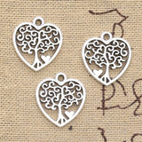 30pcs Charms Heart Life Tree 17x19mm Antique Silver Color Pendants DIY Crafts Making Findings Handmade Tibetan Jewelry