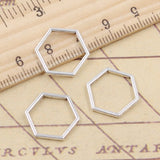 30pcs Charms Hexagon 15x15mm Tibetan Silver Color Pendants Antique Jewelry Making DIY Handmade Craft