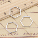 30pcs Charms Hexagon 15x15mm Tibetan Silver Color Pendants Antique Jewelry Making DIY Handmade Craft