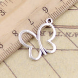 30pcs Charms Hollow Butterfly 20x19mm Tibetan Bronze Silver Color Pendants Antique Jewelry Making DIY Handmade Craft