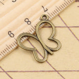 30pcs Charms Hollow Butterfly 20x19mm Tibetan Bronze Silver Color Pendants Antique Jewelry Making DIY Handmade Craft